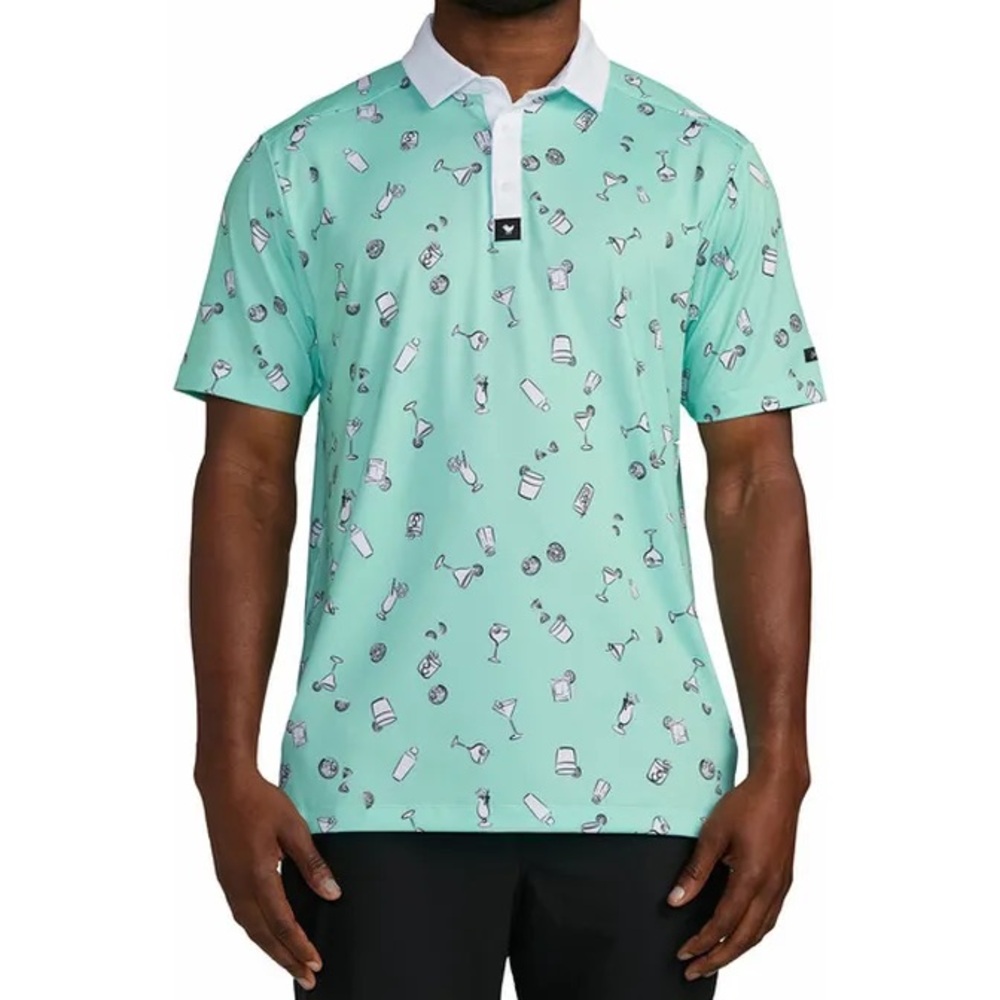 Mint Green Patterned Men's Polo Shirt